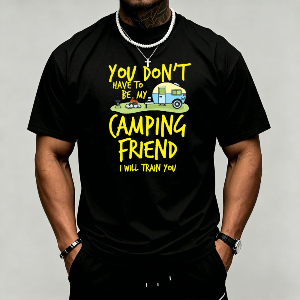 Outdoor Adventure Quotes Short - Koszulka męska z grafiką przyczepy kempingowej,