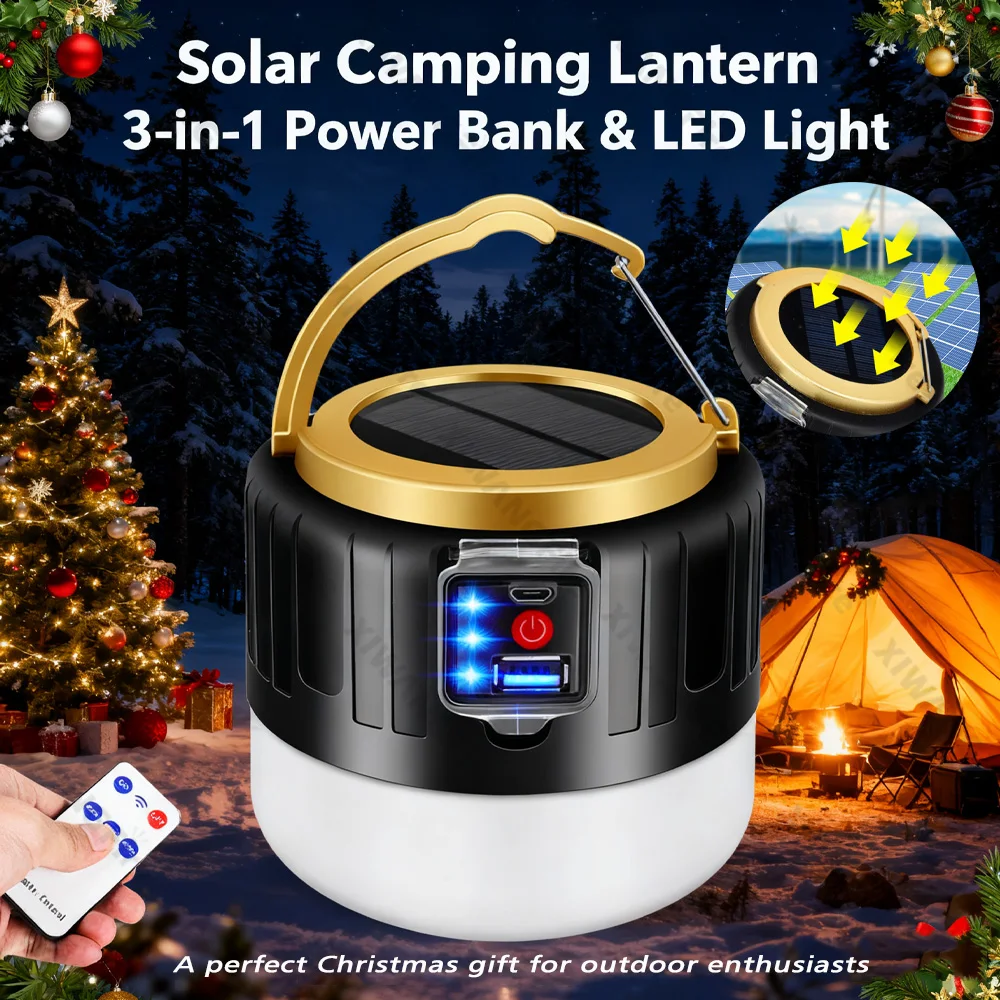 Outdoor Adventure Ideas - Uniwersalna solarna latarnia kempingowa z powerbankiem